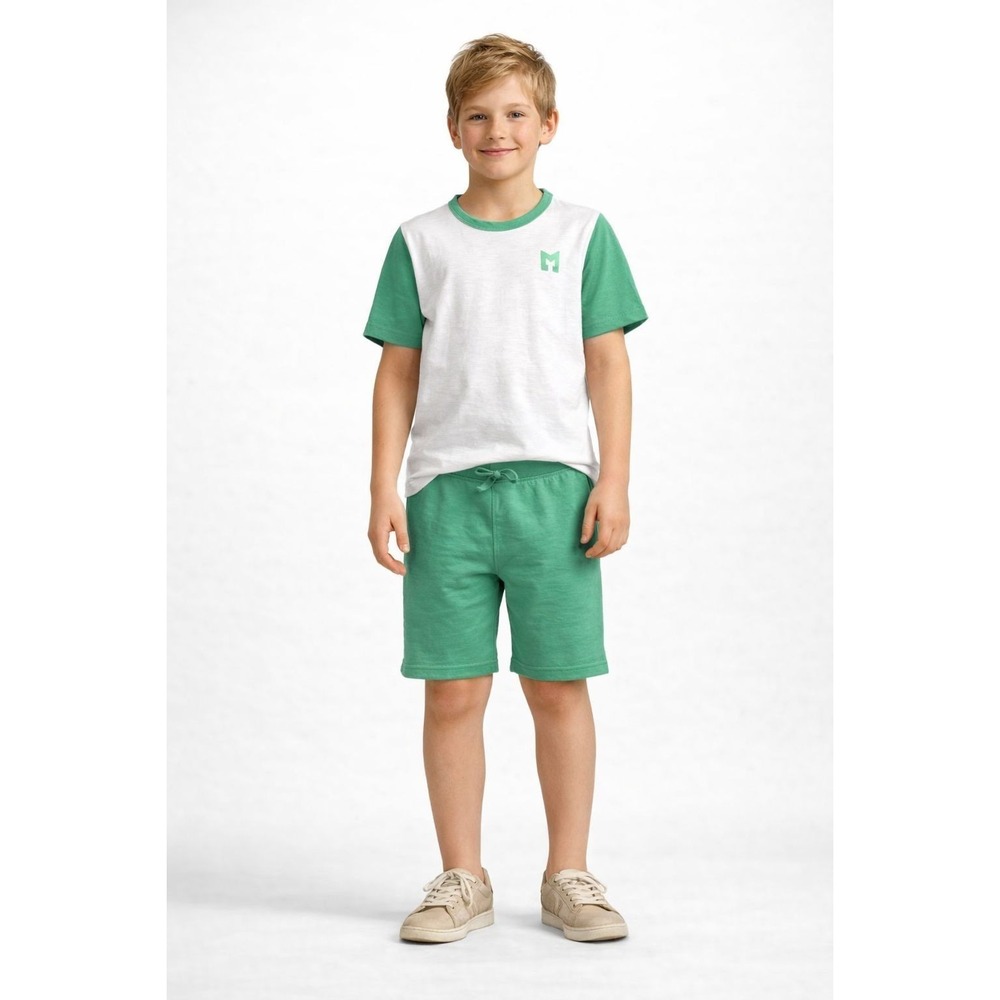 MONICA +‎ ANDY Kids Boys Outfit Set 10 Green White Organic Cotton Shirt Shorts